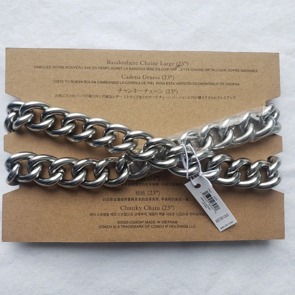 Coach Chunky Silvertone Shoulder Replacement Chain strap Purse decor Accent 23" - Picture 3 of 11